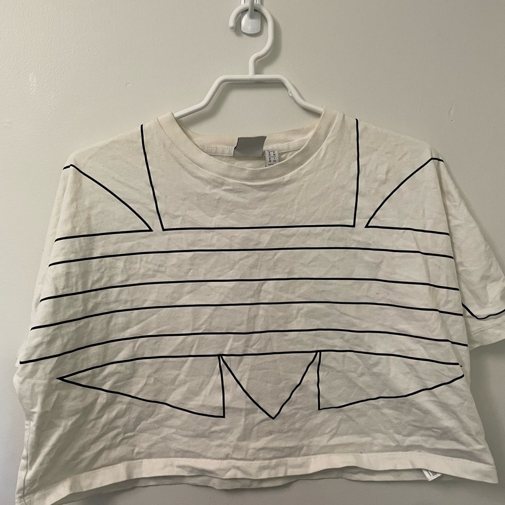 adidas White Tee with Black Trefoil Tag
